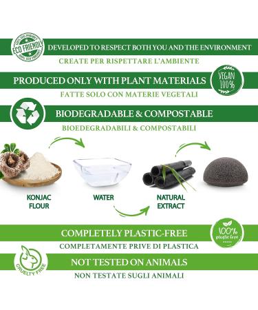 Sinutan | Konjac Face Sponge | 100% Natural Bamboo Activated Charcoal | Konjac Round Sponge for Exfoliation and Deep Pore Cleansing | Face and Body - Buy Online on GoSupps.com
