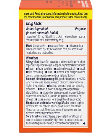 Motrin Children's Dye-Free Ibuprofen Chewable Tablets - Grape Flavor Pain & Fever Relief - 24 Count (Pack of 2) - Fast International Shipping - Buy Online on GoSupps.com