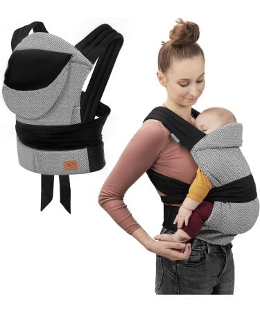 Kinderkraft Adoree Baby Carrier | Ergonomic Sling for Infants to Toddlers | 2 Carrying Positions | Adjustable Straps & Hood | Cotton Linen Viscose | Gray-Black - Buy Online on GoSupps.com