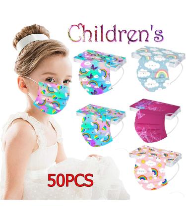 NcQifei 50 pcs Children's Disposable 3-Layer Face Masks | Cute Cartoon Print Breathable & Comfortable for Kids - Mouth & Nose Protection - Buy Online on GoSupps.com