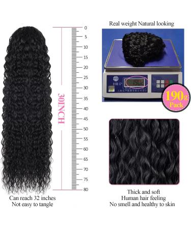 BEAUTY ON LINE Curly Ponytail Extension 30 inch Long Drawstring Ponytail Synthetic Clip in Ponytail Hair Extensions Black Curly Water Wave Clip in Hair Pieces for Black Women 30inch #1B - Buy Online on GoSupps.com