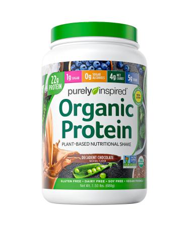 Purely Inspired Organic Protein Plant-Based Nutrition Decadent Chocolate 1.5 lbs (680 g)