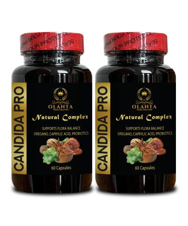 Generic Candida PRO - Supports Gut Health Aloe Vera Arabinogalactan Anise Seed Candida Supplement Candida Complex Oregano Oil Organic - 2 Bottles.