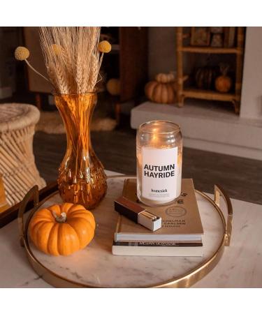 Homesick Autumn Hayride Scented Candle - 13.75 oz Natural Soy Wax 60-80 Hour Burn Time Perfect Gift for Women & Men Notes of Fresh Hay Nutmeg & Tonka - Buy Online on GoSupps.com