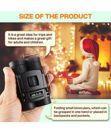100x25 High Power Compact Binoculars for Adults and Kids - Clear Low Light Vision, Large Eyepiece, Waterproof - Ideal for Bird Watching, Hunting, Outdoor Travel - Buy Online on GoSupps.com
