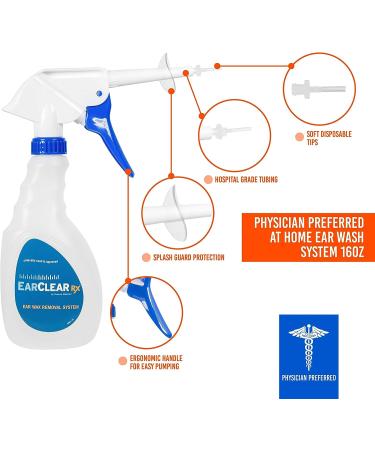 Nuance Medical EarClear Rx Rigid Earwax Flush Cleaning Kit - Self Earwax Removal with Otoscope Penlight & Basin - Includes 20 Disposable Tips - Buy Online on GoSupps.com