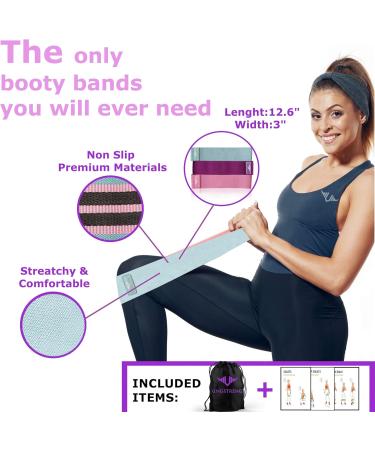 Vikingstrength Booty Bands | Resistance Bands for Legs & Butt | 3 Levels Non-Slip Elastic Workout Bands for Women - Pink - Buy Online on GoSupps.com
