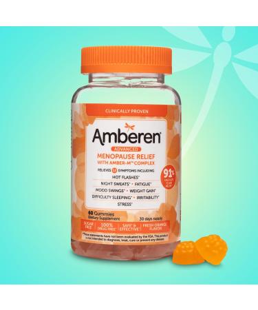 Amberen Menopause Supplements - Multi-Symptom Relief for Women | Hormone Balance Hot Flashes & Night Sweats | Sugar Free Orange Flavor | 60 Gummies - Buy Online on GoSupps.com