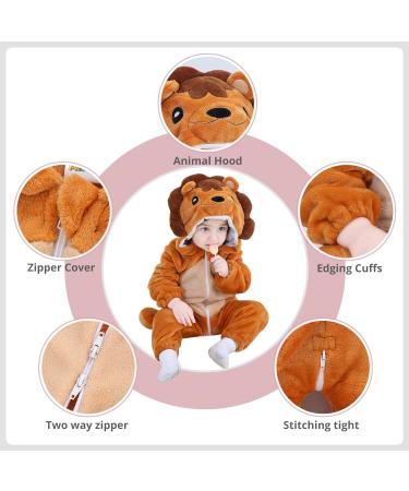 COOKY.D Unisex Winter Animal Hooded Baby Romper | 3-6 Months | Brown - Buy Online on GoSupps.com