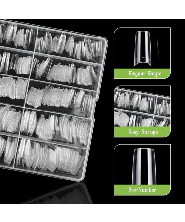 Gel Nail Tips Venares 500 Pieces Acrylic Nail Tips 10 Sizes Clear False Nails with Glue Nail Clippers Cuticle Pusher Nail Files for Acrylic and Gel Nails Square Nail Tips for Gel Nails transparent - Buy Online on GoSupps.com