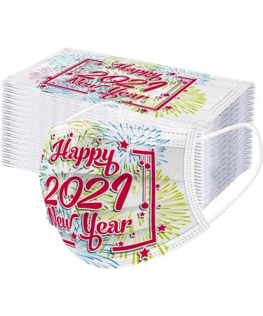 ZQP BEUU 50PCS Disposable Face Bandanas Novelty Happy New Year Balaclava 3Ply Nonwoven Covering Elastic Ear Loop for Women Men - Buy Online on GoSupps.com