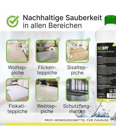Biohy Carpet Shampoo 1L - Powerful Organic Carpet Cleaner Concentrate | Gentle & Animal-Friendly | Ideal for Stubborn Spots - Buy Online on GoSupps.com
