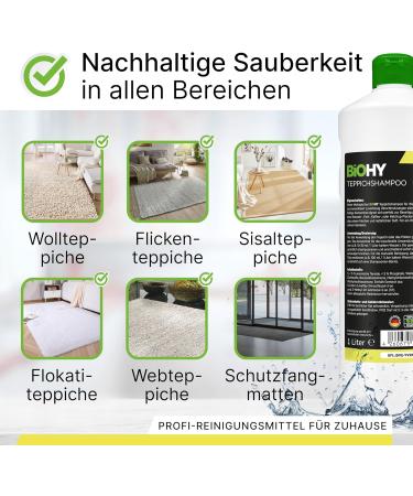 Biohy Carpet Shampoo (6 x 1L) | Powerful Organic Carpet Cleaner Concentrate | Gentle & Animal-Friendly Stain Removal Foam - Buy Online on GoSupps.com
