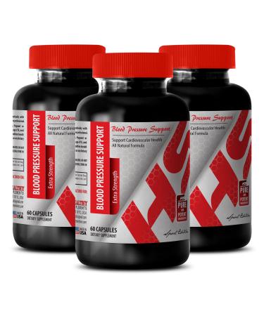 Energy Levels Support Pills - Blood Pressure Support - Extra Strength - Energy Boost Vitamin Supplement - 3 Bottles (180 Capsules)