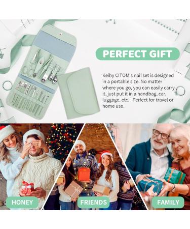 16Pcs Manicure Set Portable Nail Clippers Pedicure Kit Stainless Steel Nail Care Tools Cuticle Trimmer Professional Grooming Kit with Travel PU Leather Case for Thick Nails Men Women Parents Gift Green - Buy Online on GoSupps.com
