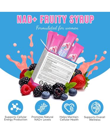 NAD+ Liquid Supplement for Women | 1000mg with Nicotinamide Riboside PQQ & Resveratrol | Cellular Energy DNA & Healthy Aging Support | 21 Liquid Sachets | Non-GMO Soy-Free Gluten-Free - Buy Online on GoSupps.com