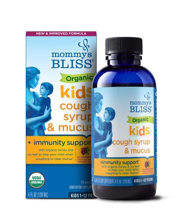 Mommy's Bliss Kids Organic Cough Syrup + Immunity Support 1-12 Yrs 4 fl oz (120 ml)