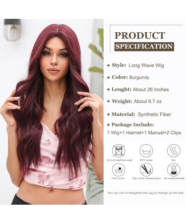 Esmee Long Wavy Burgundy Wig for Women | Heat-Resistant Natural Synthetic Hair for Daily & Cosplay Wear - Buy Online on GoSupps.com