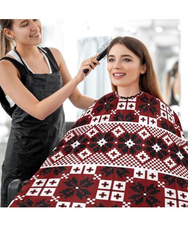Waterproof Barber Cape - Vintage Geometric Red & Cheetah Haircut Bib for Men & Women | Unisex Hair Cutting Cape (8rp1a - Buy Online on GoSupps.com