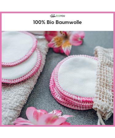 Ecoyou Smart Pads - Washable Organic Cotton 10 St. | Pink Zero Waste WattPads + Cotton W schenetz | Reusable Makeup & Skin Care Guide - Buy Online on GoSupps.com
