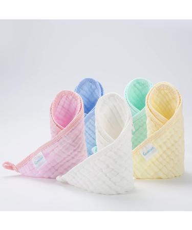 CottCare Natural Purified Muslin Cotton Baby Washcloths 5 Pack - Soft & Absorbent Baby Wipes for Sensitive Skin - 10x10 inches - Buy Online on GoSupps.com