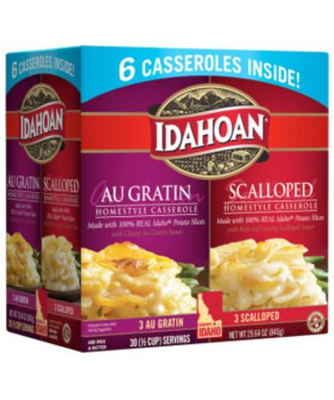 Idahoan Au Gratin and Scalloped Homestyle Casserole Potatoes, Made with Gluten-Free 100-Percent Real Idaho Potatoes, Combo Pack of 6 Boxes (5 Servings Each)