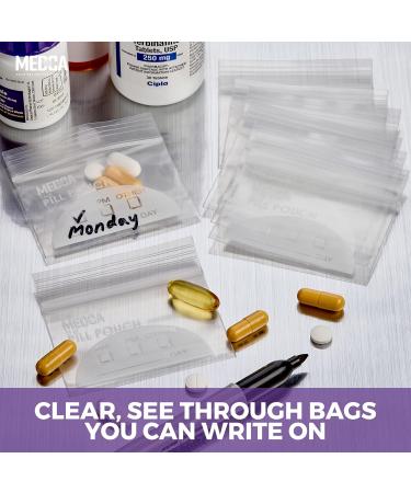 Extra-Thick Pill Pouch Bags - BPA Free Reusable 3x2 Zipper Storage Pouches Pack of 100 | Daily AM PM Travel Organizer - Buy Online on GoSupps.com