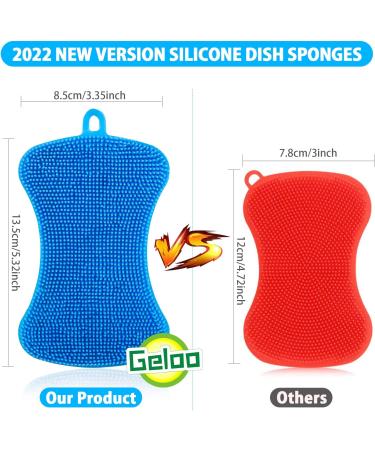 Silicone Sponge Dish Washing Kitchen Gadgets Brush (3 Pack) Blue+Grey+Green - Geloo - Buy Online on GoSupps.com