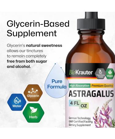 BIO KRAUTER Astragalus Tincture - Astragalus Root Extract for Immune Support - Alcohol and Sugar Free - High Absorption - Vegan Drops 4 Fl.Oz. 4 Fl Oz (Pack of 1) - Buy Online on GoSupps.com