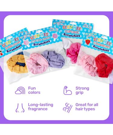 Scenties Cupcakes Scented Hair Scrunchies 2 Pack - Colorful Ouchless Hair Ties for Women, Teens, and Girls with Fine, Thick, & Curly Hair - Vanilla Cupcake Scent | Aesthetic VSCO Girl Essential - Buy Online on GoSupps.com
