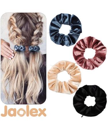 Jaolex 4 Pack Hair Scrunchies with Zipper Pocket - Velvet Elastic Hair Bands - Buy Online on GoSupps.com