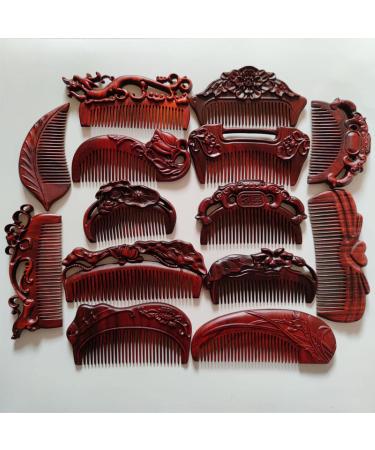 Sandalwood Comb Set - Red Sandalwood Carving Flower Handicraft | 7 Premium Wooden Combs - Unique Gift for Every Occasion - Buy Online on GoSupps.com
