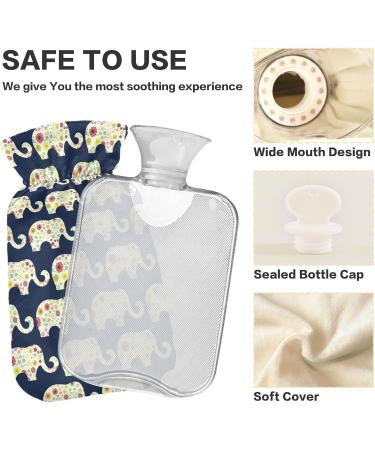 Durable 2L Heat Bottle - Floral Elephants Blue | Ultimate Warm-Up Bag for Pain Relief Cramps & Heating Therapy - Buy Online on GoSupps.com