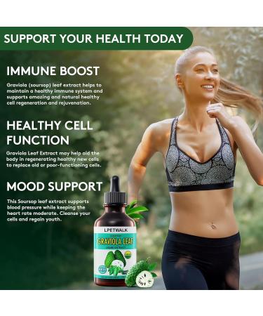 2 Fl Oz Organic Soursop Extract Drops - Graviola Leaf Extract Liquid (Soursop) - Soursop Guanabana Leaves Liquid Aour Sop Drops - 98% Absorption - 2 Fl Oz(60ML - Buy Online on GoSupps.com
