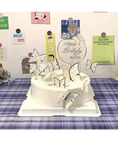 11-Pieces White Gold Butterfly Cake Toppers Happy Birthday Metal Gold Happy Birthday Cake Topper Butterfly Birthday Cake Decorations Cake Butterfly Party Decorations - Buy Online on GoSupps.com