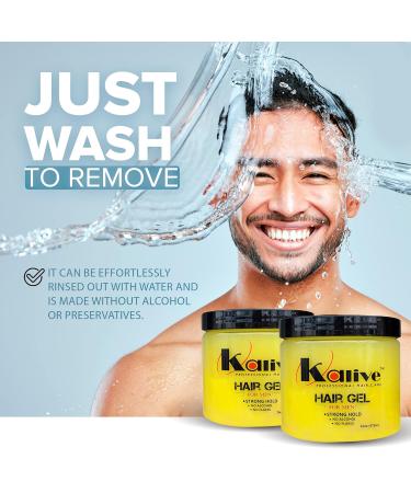 KALIVE Men's Hair Styling Gel 16 oz (2-pack) - Strong Hold & Light Shine | Fresh Scent, No Flaking or Alcohol - Buy Online on GoSupps.com
