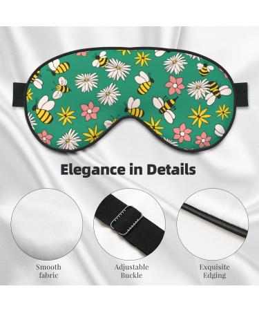 Flying Bees Print Sleep Eye Mask - Soft Blindfold with Elastic Strap for Travel & Night Sleeping - Buy Online on GoSupps.com