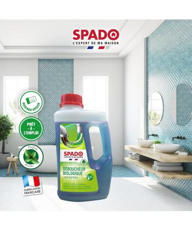 SPADO - Organic drain cleaner - Unblocks cleans and deodorises - Removes clogs dirt and odours - Compatible with septic tanks and grease trays - No soda or acid - 1L - Made in France - Buy Online on GoSupps.com
