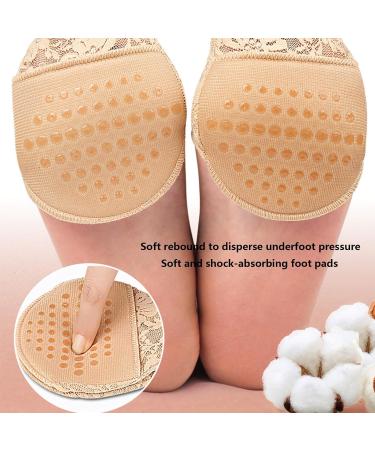 Breathable Forefoot Pads & High Heel Cushion Inserts for Women | Pain Relief & Comfort Reusable Toe Topper Socks - Beige 1 Pair - Buy Online on GoSupps.com