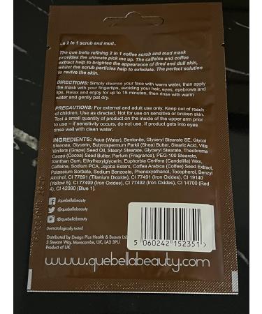 5-Pack of Que Bella Refining 2-in-1 Coffee Scrub and Mud Facial Masks - Buy Online on GoSupps.com