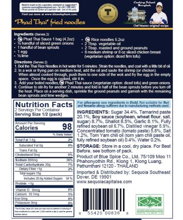 Blue Elephant Royal Thai Cuisine Pad Phad Thai Stir-fry Sauce - Best By Jul 6 2023 - 4.2oz (Pack of 3) - Buy Online on GoSupps.com