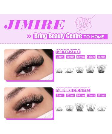 JIMIRE Fluffy Cluster Eyelash Extensions DIY Kit - 80pcs D Curl 8-16mm Wispy Individual Lash Clusters - Buy Online on GoSupps.com