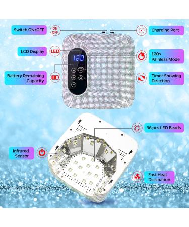 Cordless UV LED Nail Lamp COLORENE 72W Rechargeable Sparkly Nail Light Quick Curing Dryer Professional Nail Dryer Gel Polish Light with 4 Timer Setting Auto Sensor for Salon Home Nail Art Diamond - Buy Online on GoSupps.com