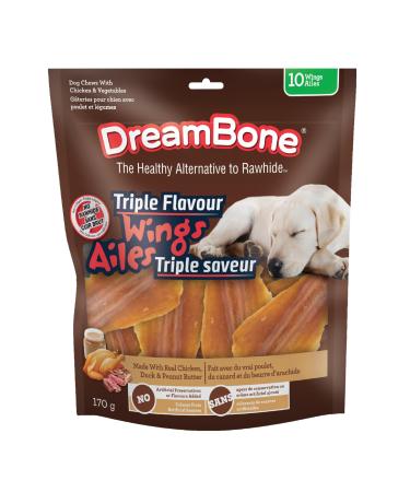 DreamBone Triple Flavour Wings Chicken Peanut Butter & Duck Artificial Free 10ct 6oz 170g