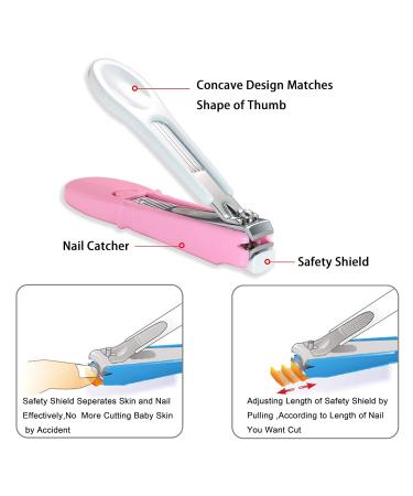 Pafason Baby Security Nail Clipper Set - Nail Catcher & Glass File for Infants & Toddlers - Stainless Steel Pink - Perfect Shower Gift - Buy Online on GoSupps.com
