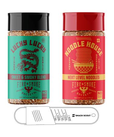 Fire & Smoke Society Asian Seasoning Lucky Asian Ginger and Noodle House Sesame | Bundle With Snack Scout Measuring Spoon