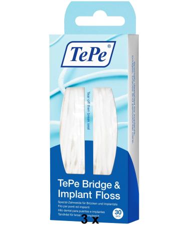 3 TePe Bridge & Implant Floss 30 pieces each