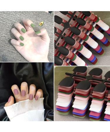 Flofia 336 PC Short Square Artificial Nails Set - Matt False Nails for DIY Nail Art - 14 Color Full Cover Fingernails - Buy Online on GoSupps.com
