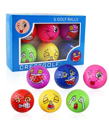 MYKUJA Funny Golf Balls -Golf Hat Clip Ball Marker for Course Play, Practice, Gifts, Novelty Funny 6 Type Expression Colored Golf Balls & Colorful Ball Markers(6 Pack) Ball-6Pack