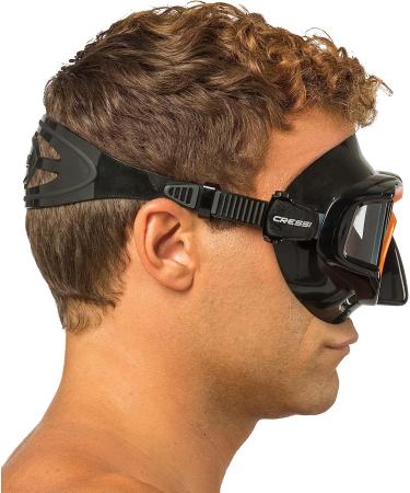 Cressi PANO 4 Window Adult Scuba Diving Snorkeling Mask - Black/Orange - Quality Since 1946 - Buy Online on GoSupps.com